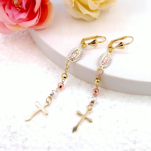 2pcs Creative Cross Pendant Tassel Alloy Earrings, Holiday Party Gift - Image 3