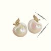 Elegant & Cute Apple-Shaped Stud Earrings with Cubic Zirconia and Faux Pearl, 925 Sterling Silver Posts - Ideal for Casual Wear or Music Festivals, Cute Stud Earrings - Image 3