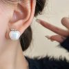 Elegant & Cute Apple-Shaped Stud Earrings with Cubic Zirconia and Faux Pearl, 925 Sterling Silver Posts - Ideal for Casual Wear or Music Festivals, Cute Stud Earrings - Image 4